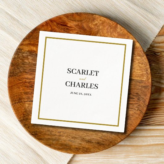 Formal Classic Black Gold Monogram Wedding Serviette