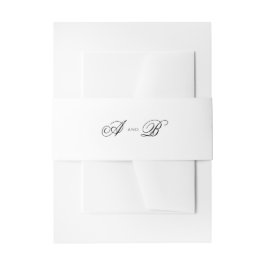 Formal Classic Black Monogram Script Wedding Einladungsbanderole