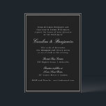 Formal Classic Black Script Elegant Wedding UAWG Einladung<br><div class="desc">Formale klassische klassische,  klassische Skriptsprache Elegante Einladung zur Hochzeit mit weißem Text auf schwarzem Hintergrund,  schmaler Grenze und Online-UAWG Details</div>