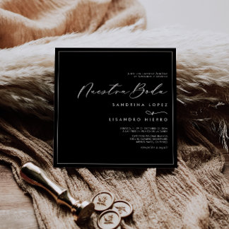Formal Classic Black Square Nuestra Boda Wedding Einladung