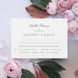 Formal Classic Black White Calligraphy Wedding RSVP Karte