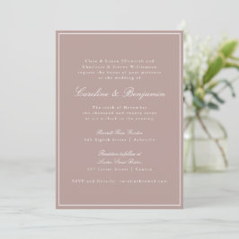 Formal Classic Border Script Dusty Mauve Wedding Einladung