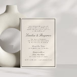 Formal Classic Border Script Elegant Wedding Ivory Einladung<br><div class="desc">Formale klassische,  klassische Skriptsprache Elegante Einladung zur Hochzeit mit schmalen Grenzen und Online-UAWG in Elfenbein</div>
