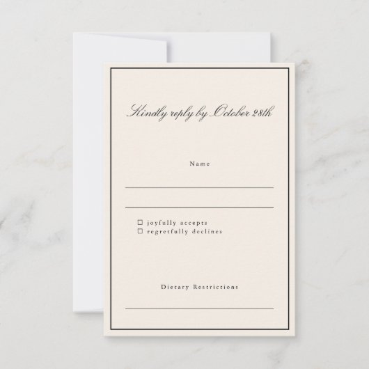 Formal Classic Border Script Elegant Wedding Ivory RSVP Karte (Vorderseite)