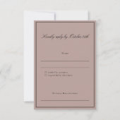 Formal Classic Border Script Elegante Wedding Mauv RSVP Karte (Vorderseite)