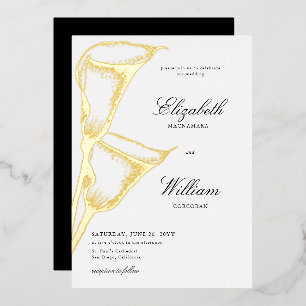 Formal Classic Calla Lilly Gold Wedding Folieneinladung