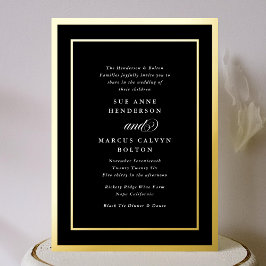 Formal Classic Calligraphy Golden Frames Wedding Folieneinladung