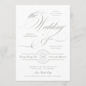 Formal Classic Calligraphy Gray Green Wedding Einladung (Vorderseite)