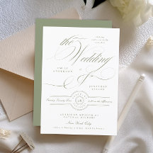 Formal Classic Calligraphy Sage Green Wedding