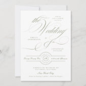 Formal Classic Calligraphy Sage Green Wedding Einladung (Vorderseite)