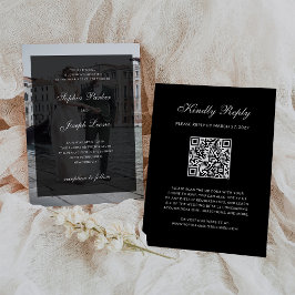 Formal Classic Dark Overlay QR Code Photo Wedding Einladung