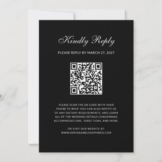 Formal Classic Dark Overlay QR Code Photo Wedding Einladung (Rückseite)