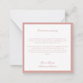 Formal Classic Dusty Rose Border Wedding Thank You Mitteilungskarte (Rückseite)