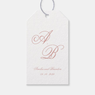 Formal Classic Dusty Rose Monogram Script Wedding Geschenkanhänger