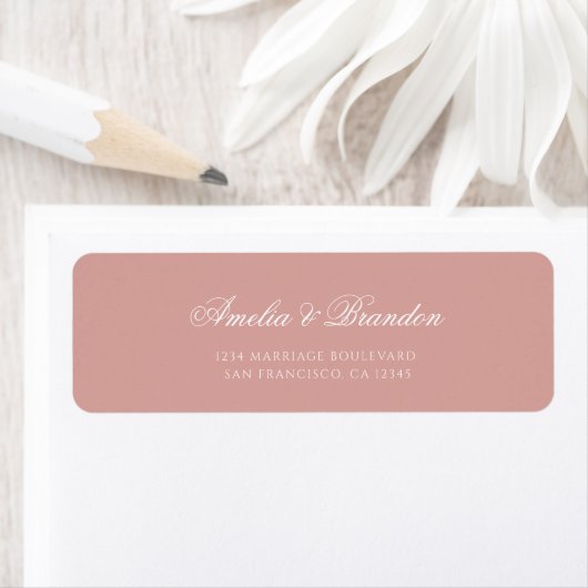 Formal Classic Dusty Rose Script Wedding Address (Insitu)