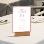 Formal Classic Dusty Rose Wedding Seating Chart Tischnummer<br><div class="desc">Guide your guests in elegant style with our Formal Classic Dusty Rose Wedding Seating Chart Table Number. Featuring a crisp white background, soft dusty rose script, and a refined dusty rose border, this table number combines practicality with timeless sophistication. Perfect for ensuring your reception runs smoothly while adding a polished...</div>