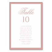 Formal Classic Dusty Rose Wedding Seating Chart Tischnummer (Vorderseite)