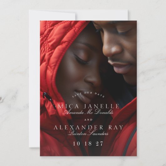 Formal Classic Elegant Calligraphy Foto Save The Date (Vorderseite)