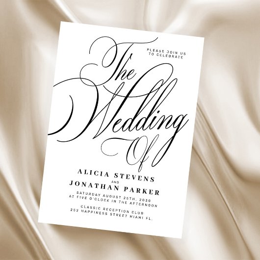 Formal classic elegant calligraphy wedding einladung