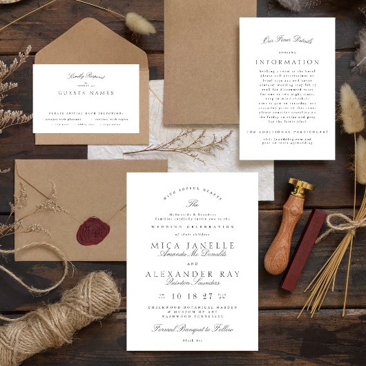 Formal Classic Elegant Calligraphy Wedding RSVP Karte