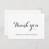 Formal Classic Elegant Gray White Script Wedding Dankeskarte (Vorne/Hinten)