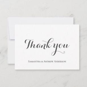 Formal Classic Elegant Gray White Script Wedding Dankeskarte