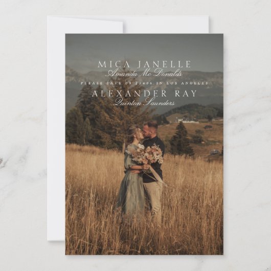 Formal Classic Elegant Names Foto QR Code Save The Date (Vorderseite)