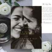 Formal Classic Elegante Calligraphy Foto Gold Folieneinladung