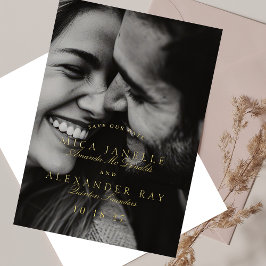 Formal Classic Elegante Calligraphy Foto Gold Folieneinladung