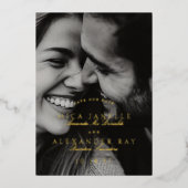 Formal Classic Elegante Calligraphy Foto Gold Folieneinladung (Vorderseite)