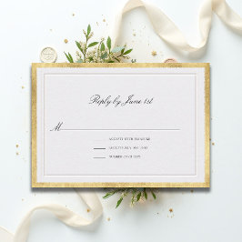 Formal Classic Elevated Gold Pearl Sm Wedding RSVP Karte