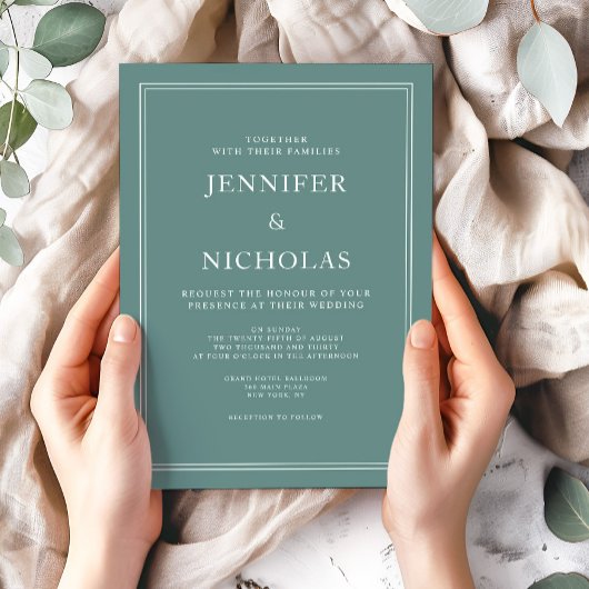 Formal Classic Emerald Green Wedding Einladung