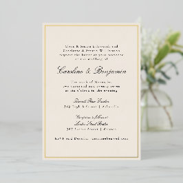 Formal Classic Gold Border Elegante Elfenbeinhochz Folieneinladung
