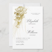 Formal Classic Gold Calla Lily BW Wedding Einladung (Vorderseite)