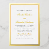 Formal Classic Gold Dick Border & Script Wedding Folieneinladung (Vorderseite)
