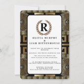Formal Classic Grecian Key of Life Laurel Wreath Einladung (Vorderseite)