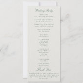 Formal Classic Green Ecru Frame Wedding Program (Rückseite)