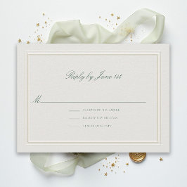 Formal Classic Green Elevated Ecru Wedding RSVP