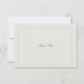 Formal Classic Green Elevated Frame Ecru Wedding Dankeskarte (Vorderseite)