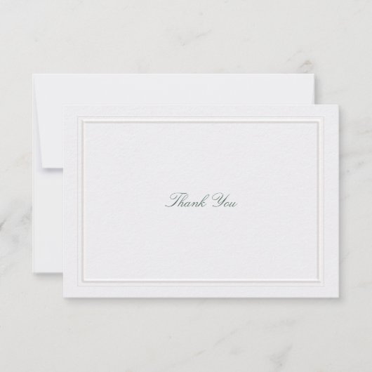 Formal Classic Green Elevated Frame Pearl Wedding Dankeskarte (Vorderseite)