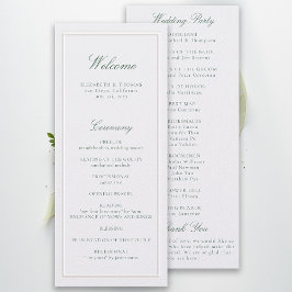 Formal Classic Green Pearl Frame Wedding Program