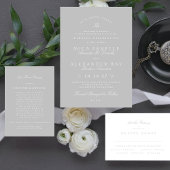 Formal Classic Light Grey Calligraphy Wedding RSVP Karte