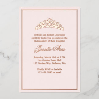 Formal Classic Luxury Blush Pink Quinceanera Folieneinladung