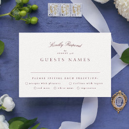 Formal Classic Maroon Burgundy Calligraphy Wedding RSVP Karte