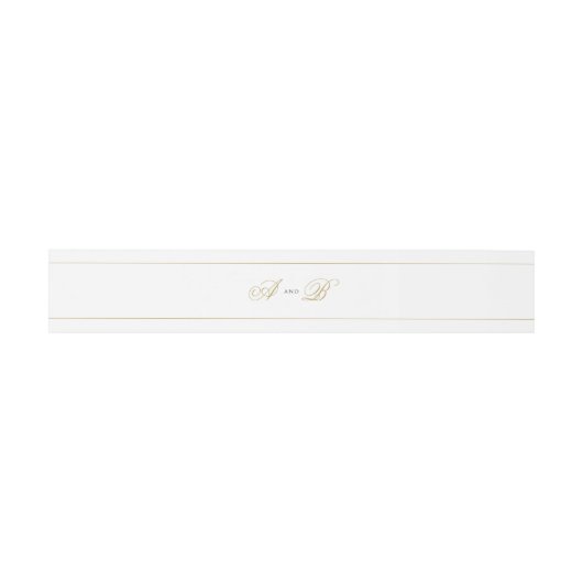 Formal Classic Monogram Black and Gold Wedding Einladungsbanderole (Flach)