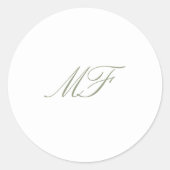 Formal Classic Monogram Sage Green White Wedding Runder Aufkleber (Vorderseite)