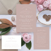Formal Classic Pink Taupe Calligraphy Wedding RSVP Karte