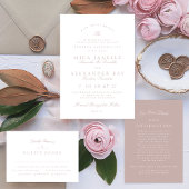 Formal Classic Pink Taupe Calligraphy Wedding RSVP Karte