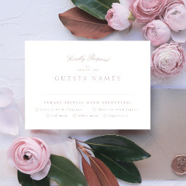 Formal Classic Pink Taupe Calligraphy Wedding RSVP Karte