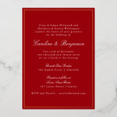 Formal Classic Red Gold Border Elegant Wedding  Folieneinladung (Vorderseite)